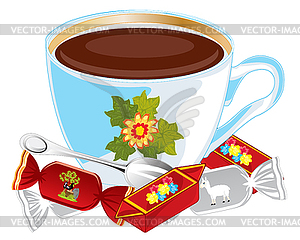 Кубок кофе и сладости - изображение в векторе / векторный клипарт
