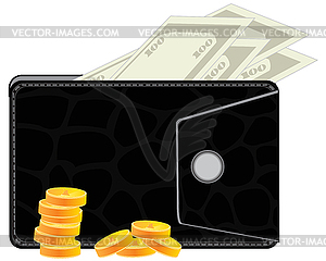 Кошелек с деньгами - векторизованное изображение клипарта