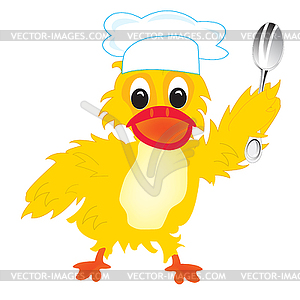 Cartoon of duck of cook - vector image