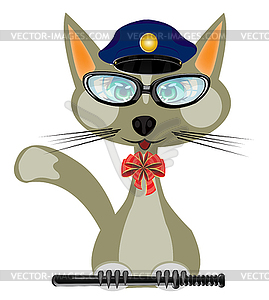 Cat in form of police bodies - royalty-free vector image