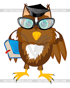 Owl teacher with book - vector image