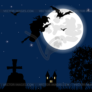 Evil spirits power in night on Halloween - vector clipart