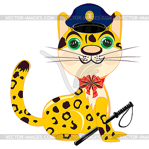 Cartoon animal leopard police - vector clipart