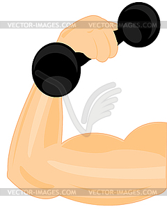 Hand with dumbbells - vector image