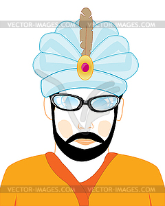 Man in hat of hindu - vector image