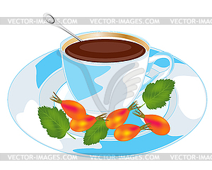 Tea with wild rose - vector clip art