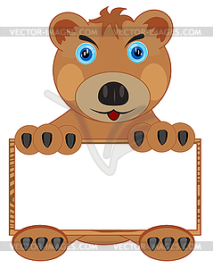 Bear with poster - vector clipart