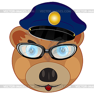 Portrait bear police - vector image