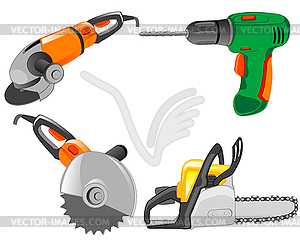 Tools electric for work on house - vector image