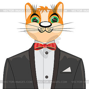 Redhead cat in suit - vector image