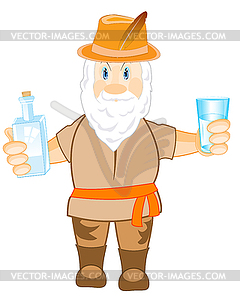 Man with bottle and glass - vector clipart
