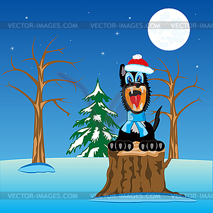 Wildlife wolf in wood - vector clip art