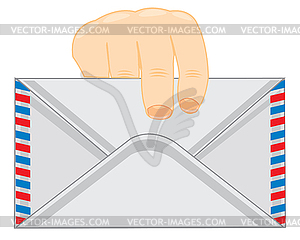 Envelope in hand of person - vector image