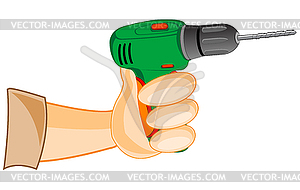 Drill in hand - vector clipart