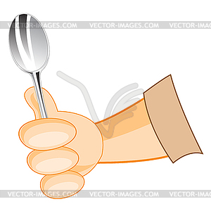 Hand of person with spoon - vector clip art