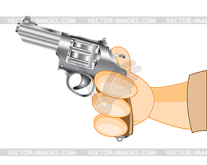 Hand with revolver - vector image