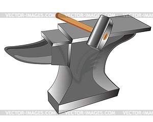 Anvil and hammer - vector image