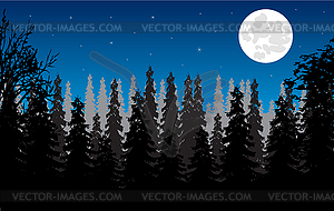 Wood moon in night - vector EPS clipart