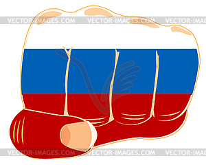 Flag to russia on fist - vector clipart