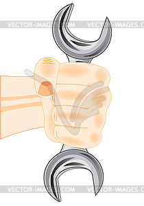 Wrench in fist - vector clipart