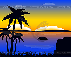 Evening in tropic - vector clipart