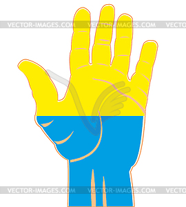 Flag of ukraine on palm - vector image