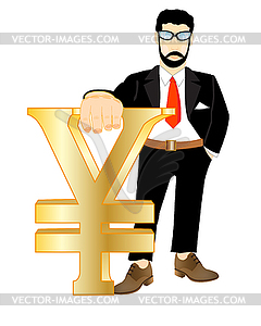 Persons with sign japanese money - vector clipart