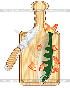Fish on board - color vector clipart