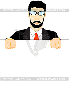 Man with poster - vector clip art