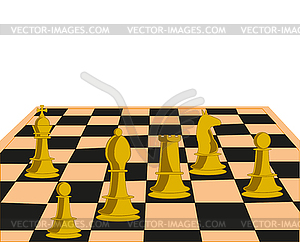 Desk play chess - vector image