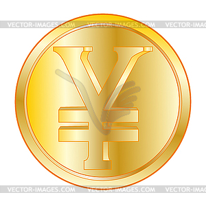 Coin with sign JPY - vector image