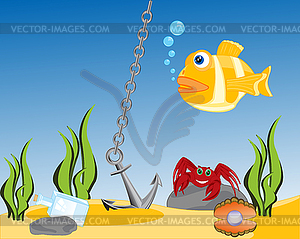 Life on day of ocean - vector clip art