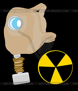 Gas mask and sign radiation - vector image