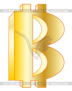 Символ виртуальной валюты Bitcoin - иллюстрация в векторе