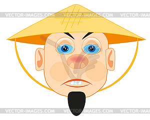 Vietnamese in straw hat - vector clip art