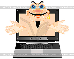 Fairy-tale computer genie - vector image