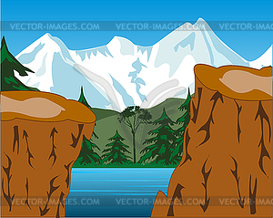 Landscape with mountain - vector clipart