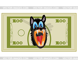 Cartoon on banknote - vector image