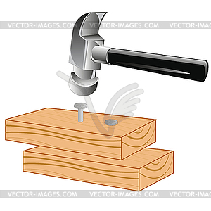 Board and gavel - vector image