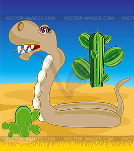 Snake in desert - vector image