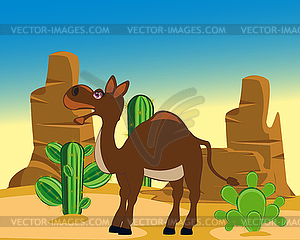 Camel in desert - royalty-free vector clipart