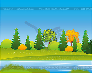 Nature beside yard - vector clip art