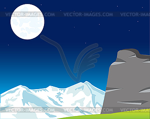 Moon landscape in mountain - vector clipart