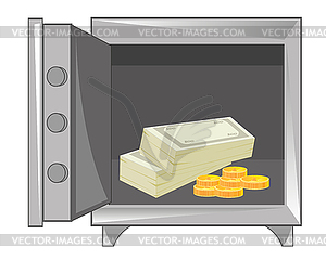 Money in iron safe - royalty-free vector clipart