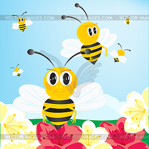 Bees collect honey - vector image