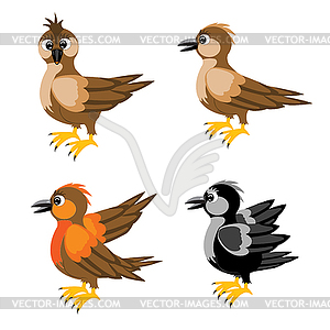 Much birds sparrow - vector image