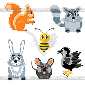 Drawing of beasts and birds - vector clip art