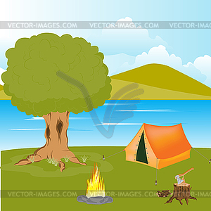 Rest beside yard - vector clipart