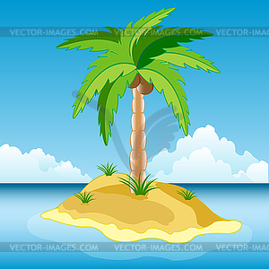 Desert island in ocean - vector clip art