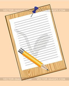 Clean sheet of paper and pencil - vector clip art